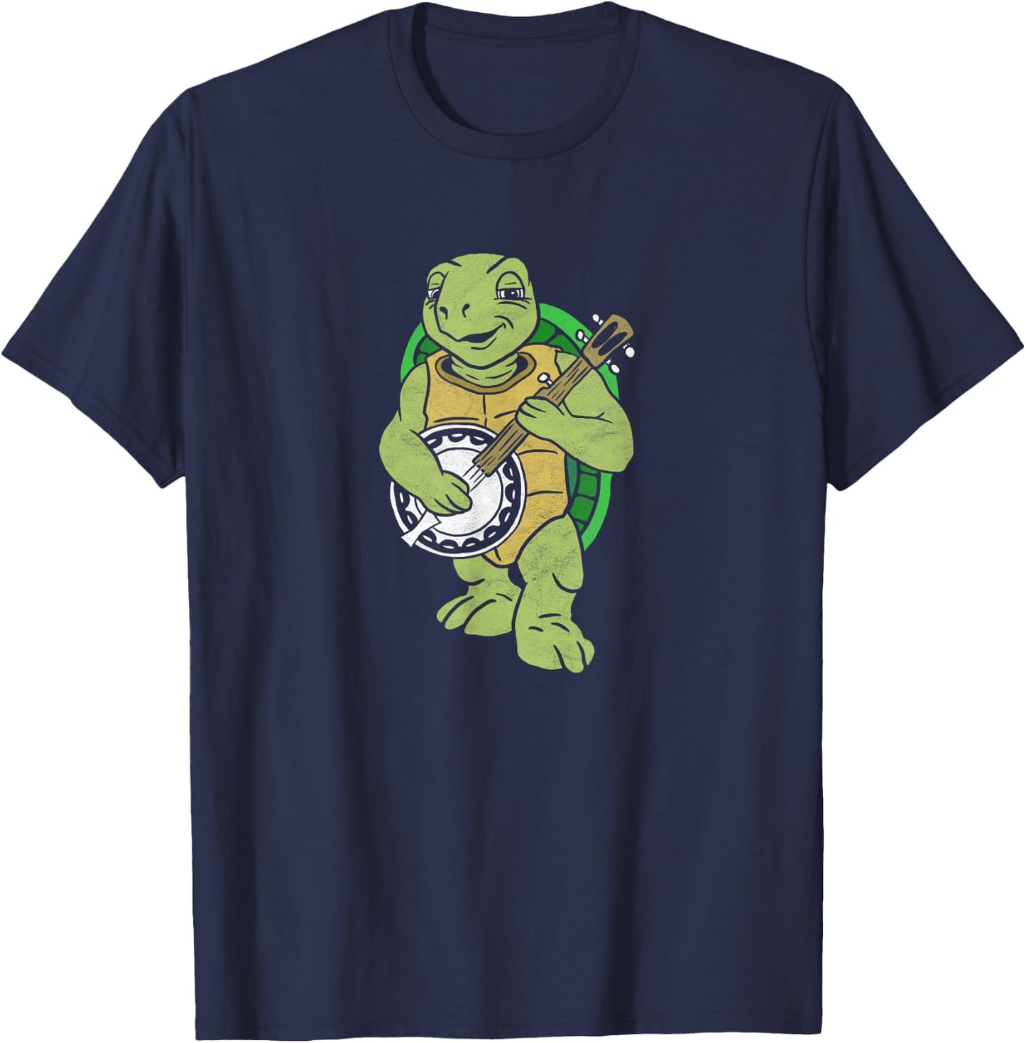 Banjo Turtle Vintage Funny Terrapin Bluegrass Graphic T-Shirt - T-Shirt | Navy