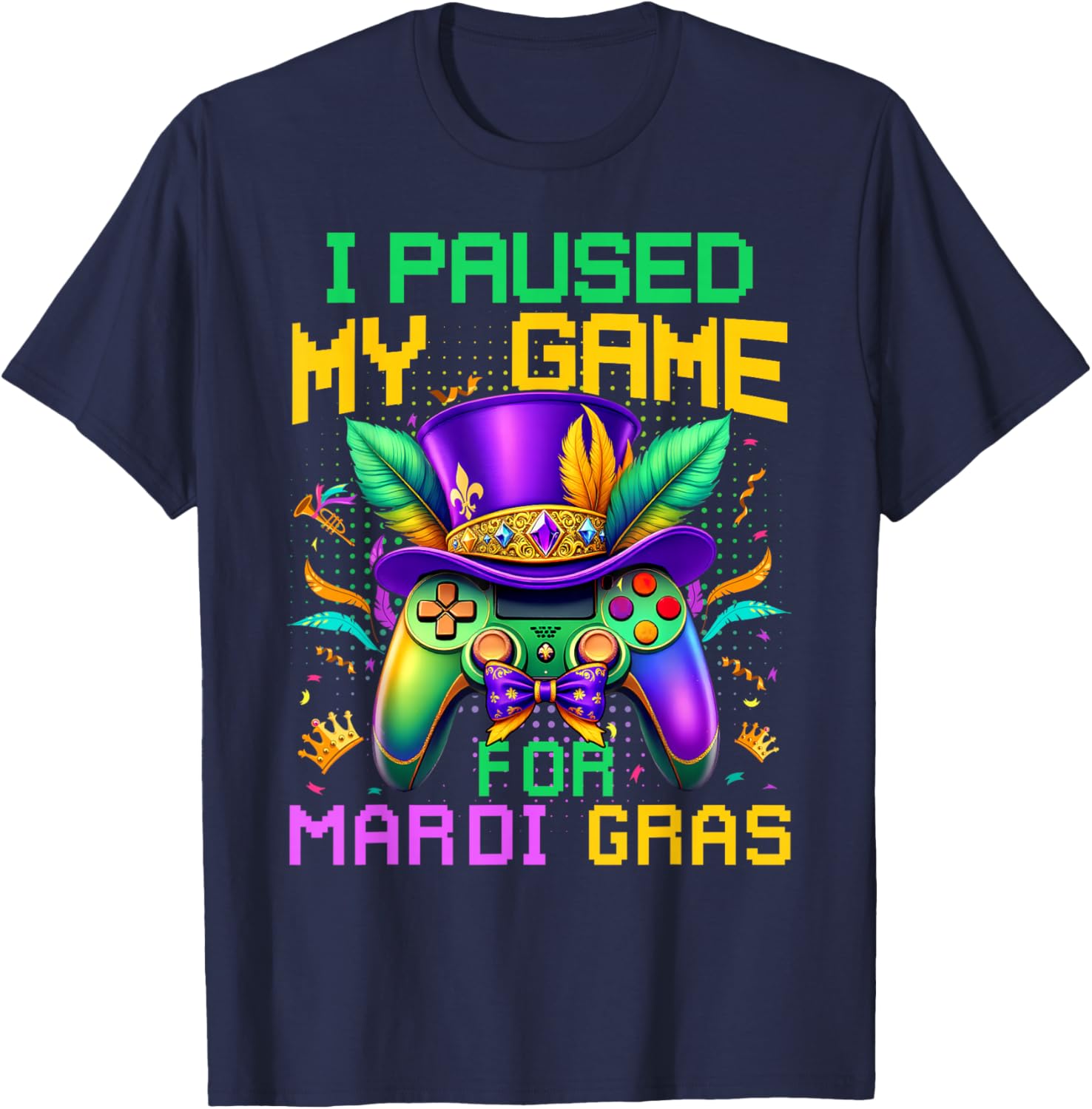 I Paused My Game For Mardi Gras Video Game Controller Boys T-Shirt - T-Shirt | Navy