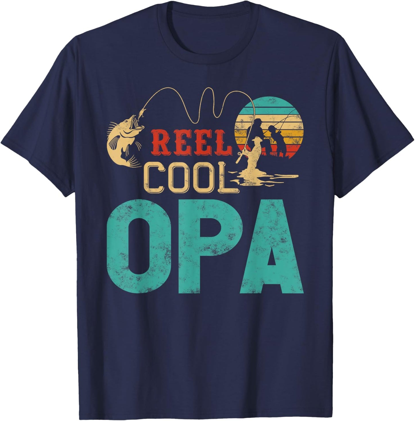 Reel cool Opa Fishing Father’s Day gift Fisherman Grandpa T-Shirt - T-Shirt | Navy