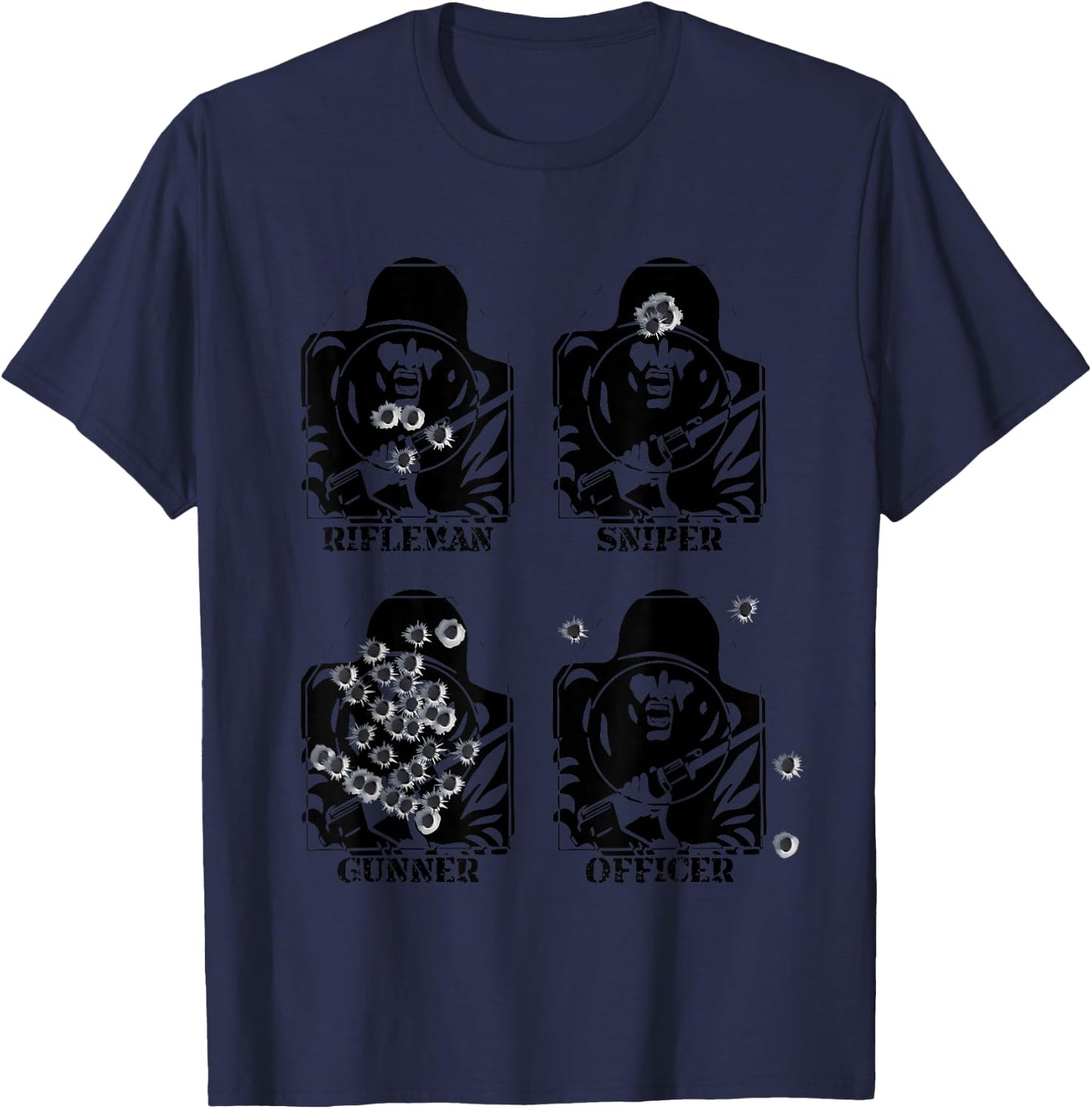 Funny Army Rifle Range Target Rifleman Sniper Gunner Officer T-Shirt - T-Shirt | Navy