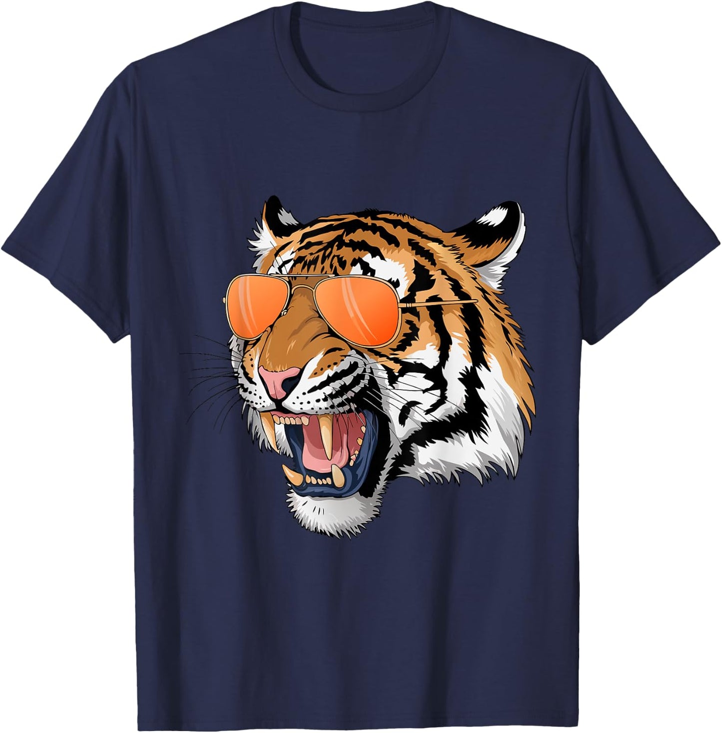 Cool Growling Bengal Tiger with Sunglasses T-Shirt - T-Shirt | Navy