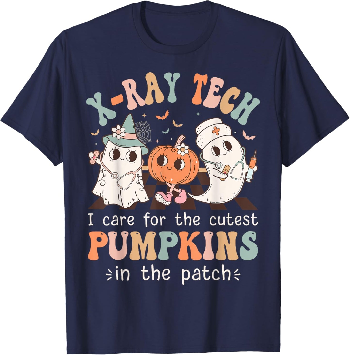 XRay Tech Boo Crew Funny Halloween Radiology Technologist T-Shirt - T-Shirt | Navy