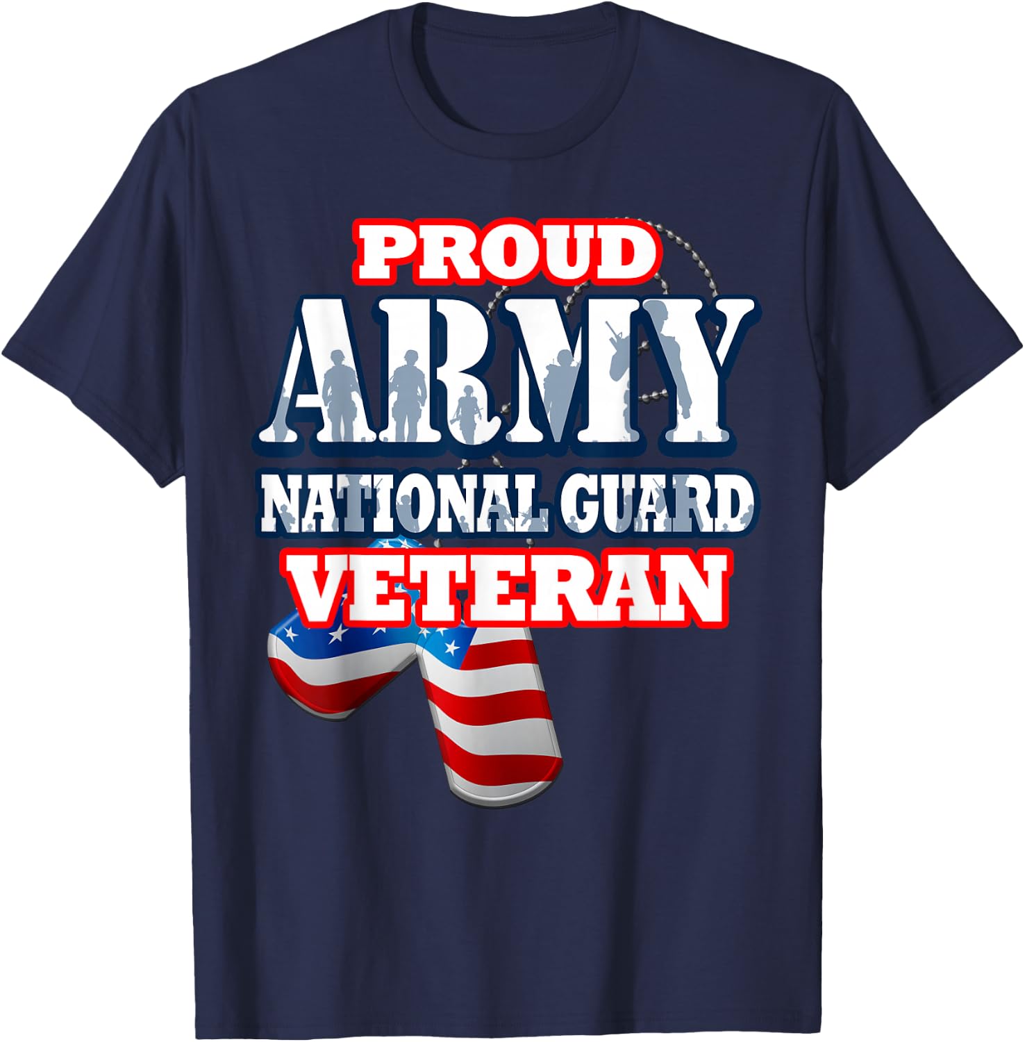 USA Proud Army National Guard Veteran Shirt Men Women T-Shirt - T-Shirt | Navy
