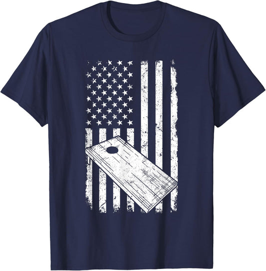 Cornhole American Flag Cornholer T-Shirt - T-Shirt | Navy