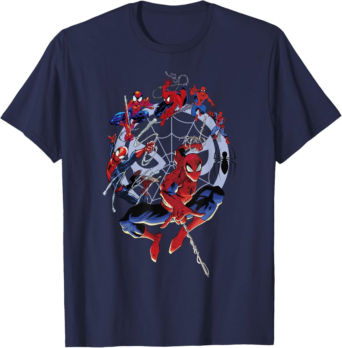Marvel Spider-Man 60th Anniversary Spidey Circle Evolution T-Shirt - T-Shirt | Navy