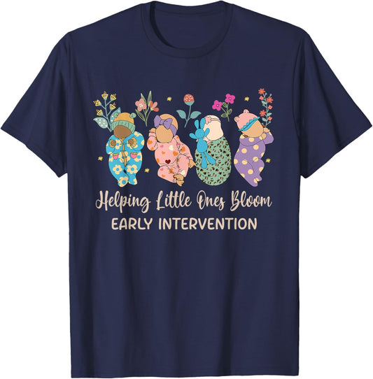 Helping Little Ones Bloom Babies Flower Early Intervention T-Shirt - T-Shirt | Navy