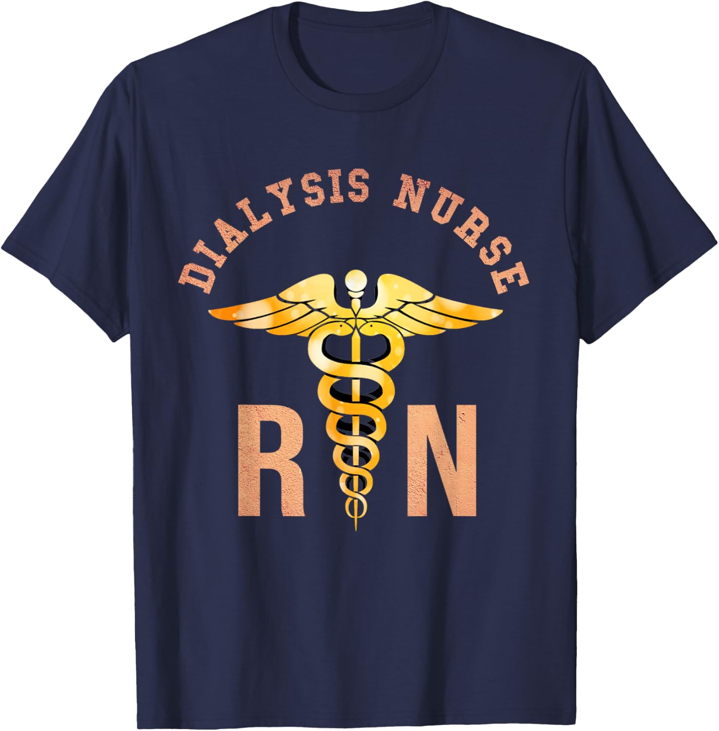 Dialysis Registered Nurse Medical Symbol RN T-Shirt - T-Shirt | Navy