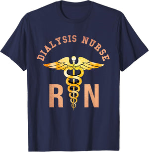 Dialysis Registered Nurse Medical Symbol RN T-Shirt - T-Shirt | Navy