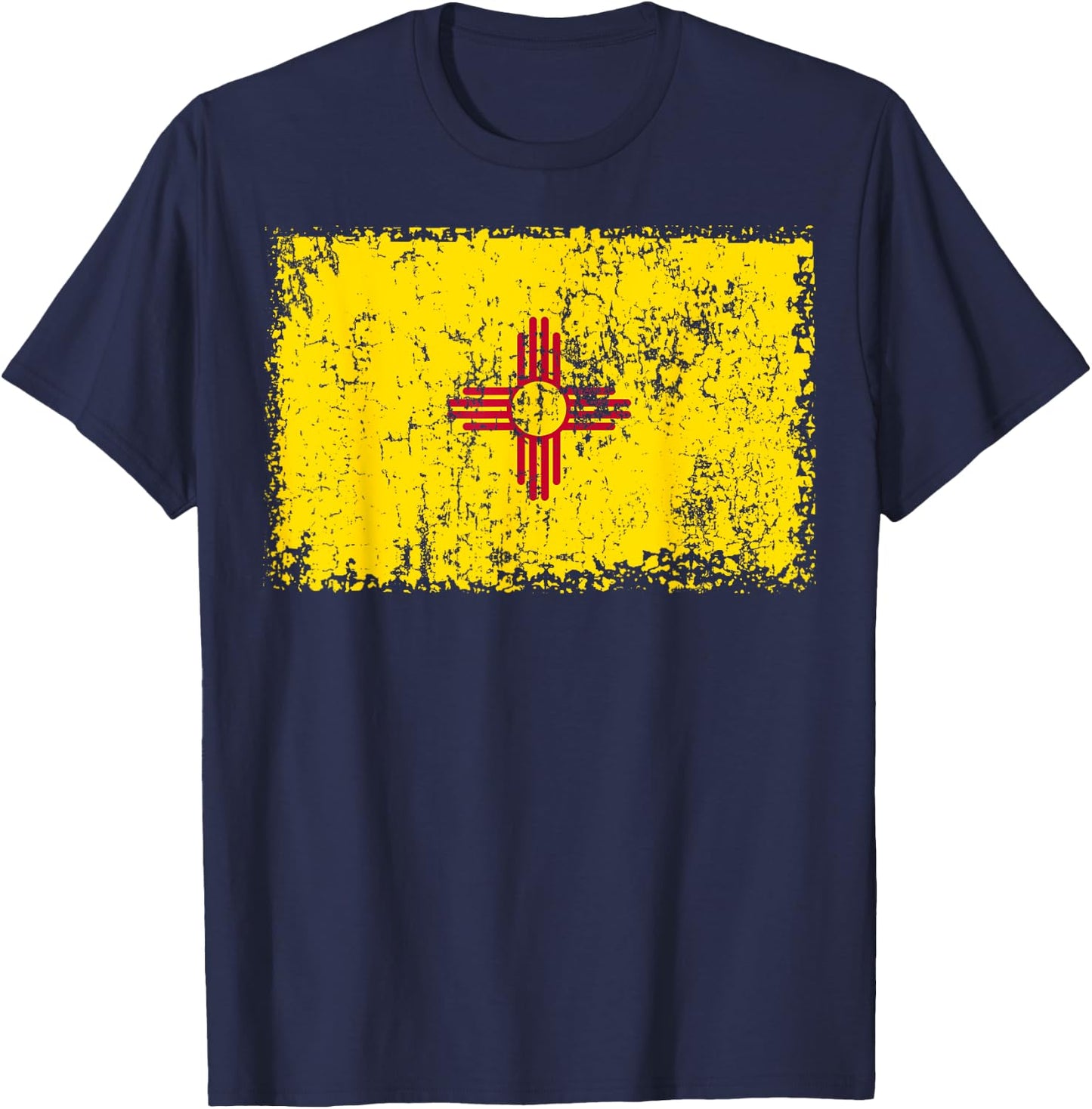Vintage Zia Sun Distressed Zia Sun New Mexico Flag T-Shirt - T-Shirt | Navy