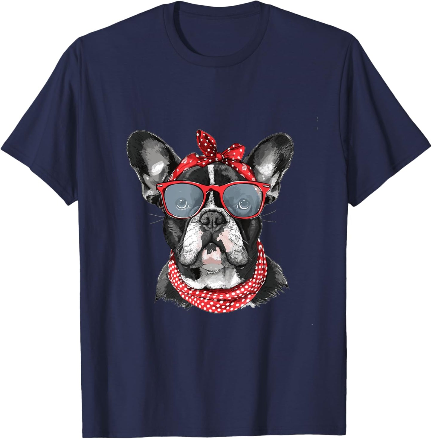 French Bulldog Frenchie Dog Mom Bandana Mothers Day Graphic T-Shirt - T-Shirt | Navy