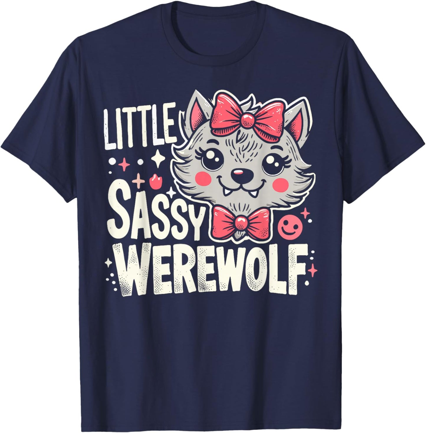 Kids Little Sassy Werewolf Halloween Costume For Girls Women T-Shirt - T-Shirt | Navy