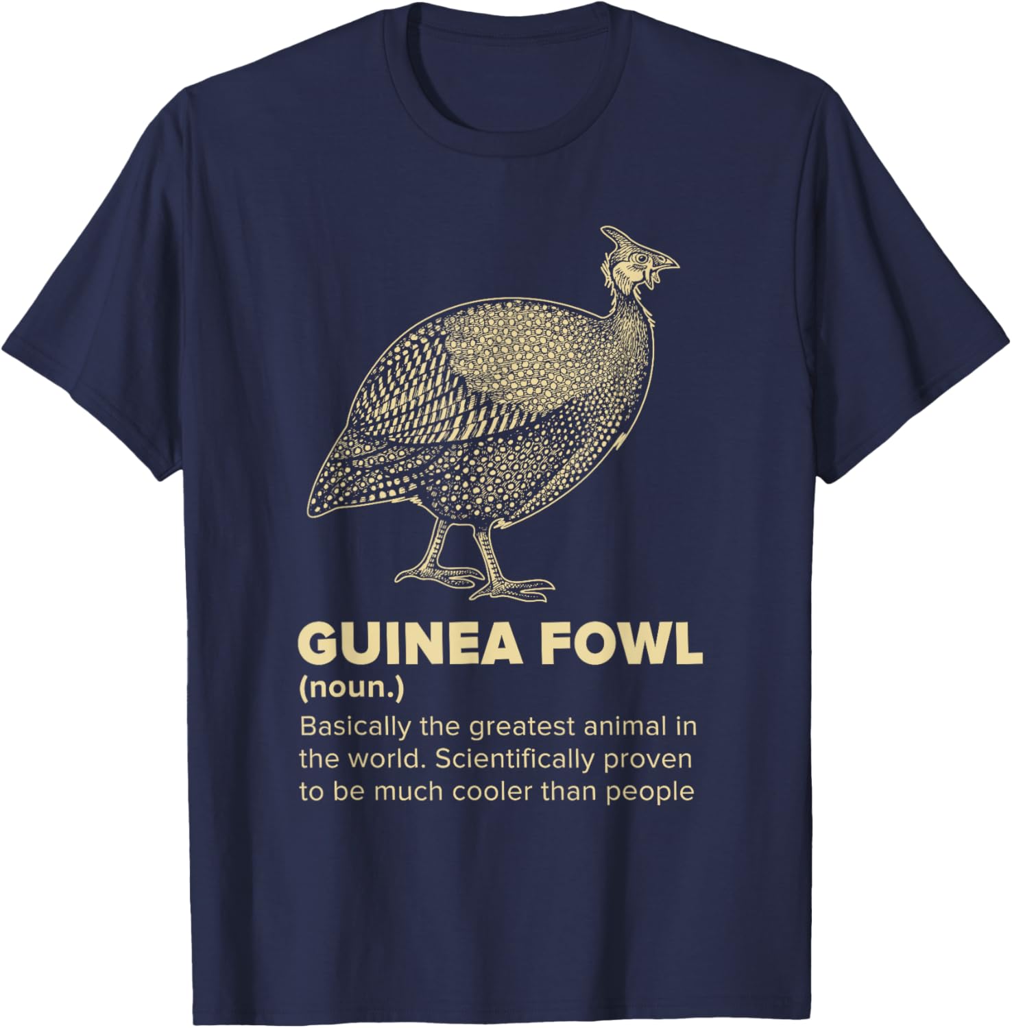 Guinea Fowl Funny Farm Bird Design -Kids Black Cotton Small T-Shirt - T-Shirt | Navy