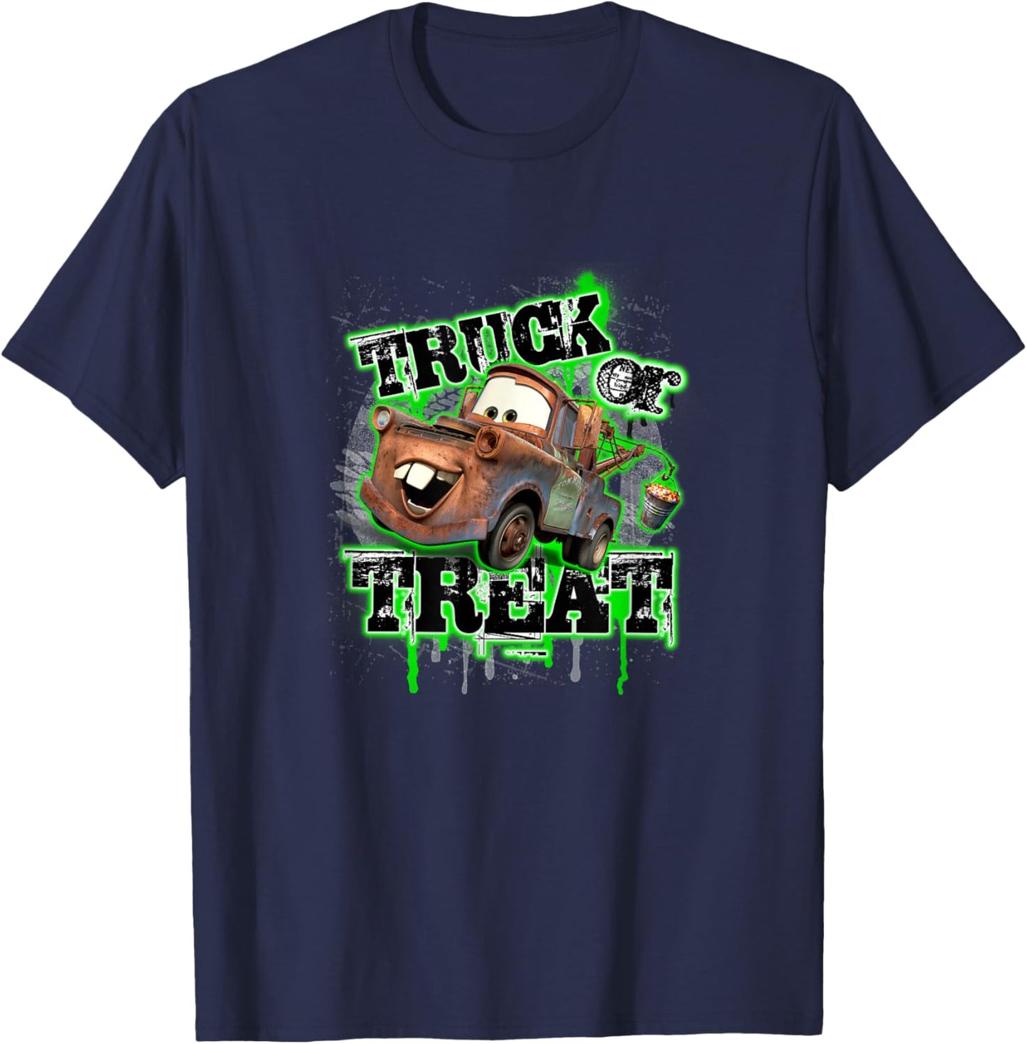 Disney Pixar Cars Halloween Truck Or Treat Mater Portrait T-Shirt - T-Shirt | Navy
