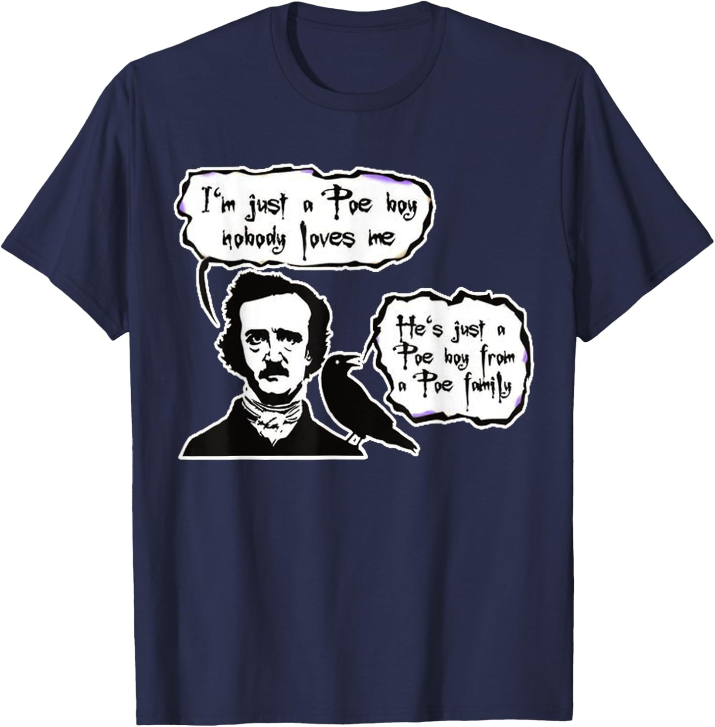 BOHEMIAN POE, Edgar Allan Poe, RAVEN, , LYRIC PARODY T-Shirt - T-Shirt | Navy