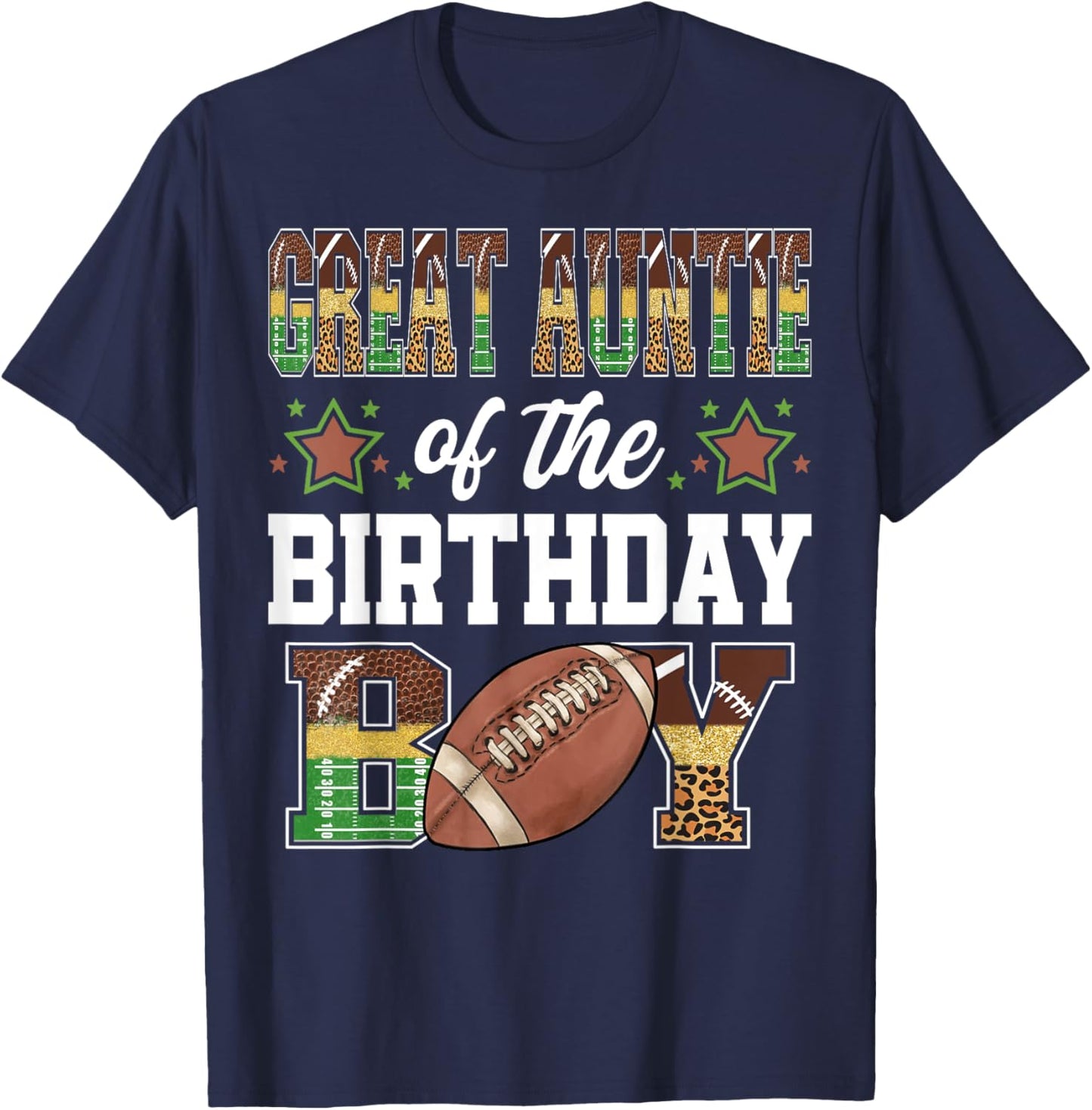 Great Auntie Of The Birthday Boy Football Player Matching T-Shirt - T-Shirt | Navy