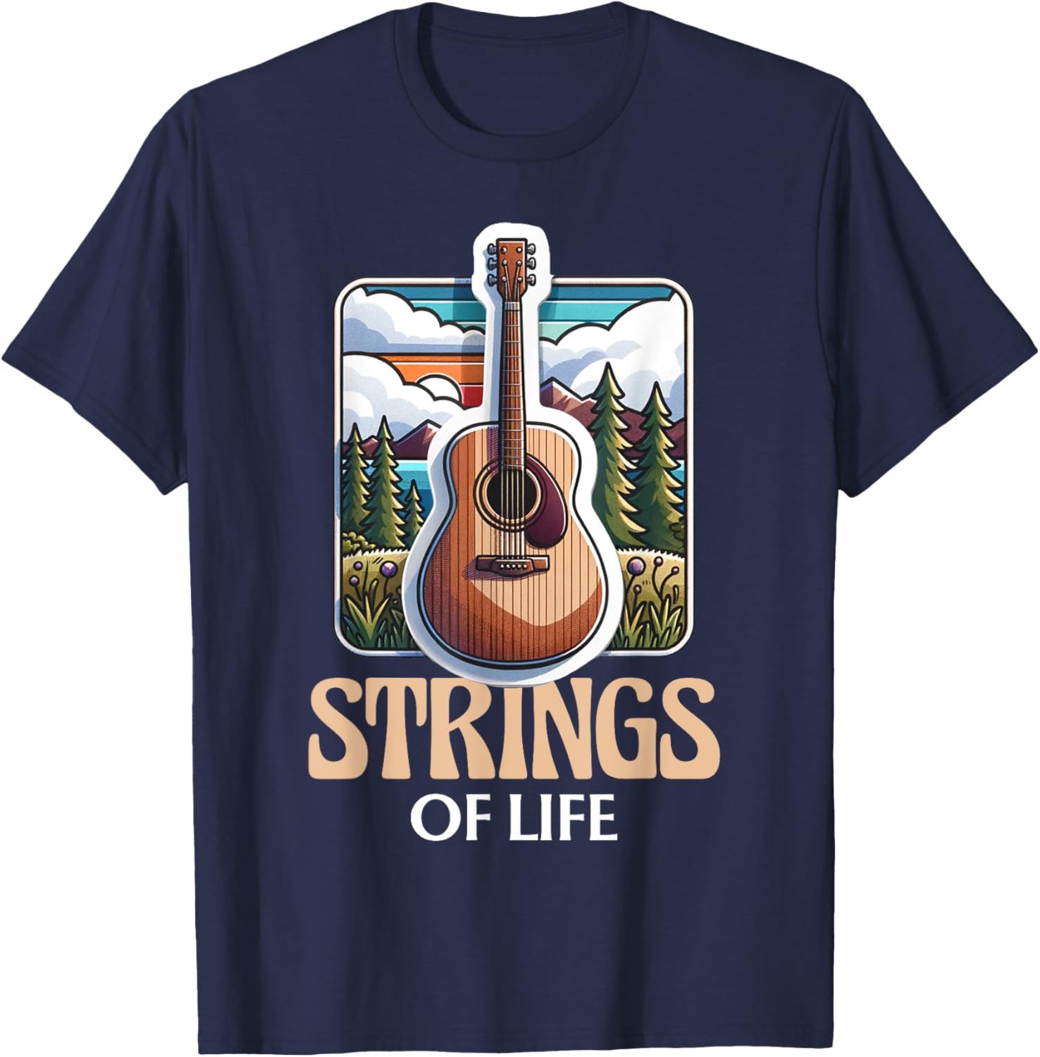 Funny Guitar Player Strings Of Life Musician Guitarist T-Shirt - T-Shirt | Navy
