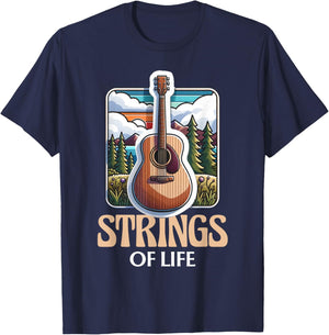 Funny Guitar Player Strings Of Life Musician Guitarist T-Shirt - T-Shirt | Navy