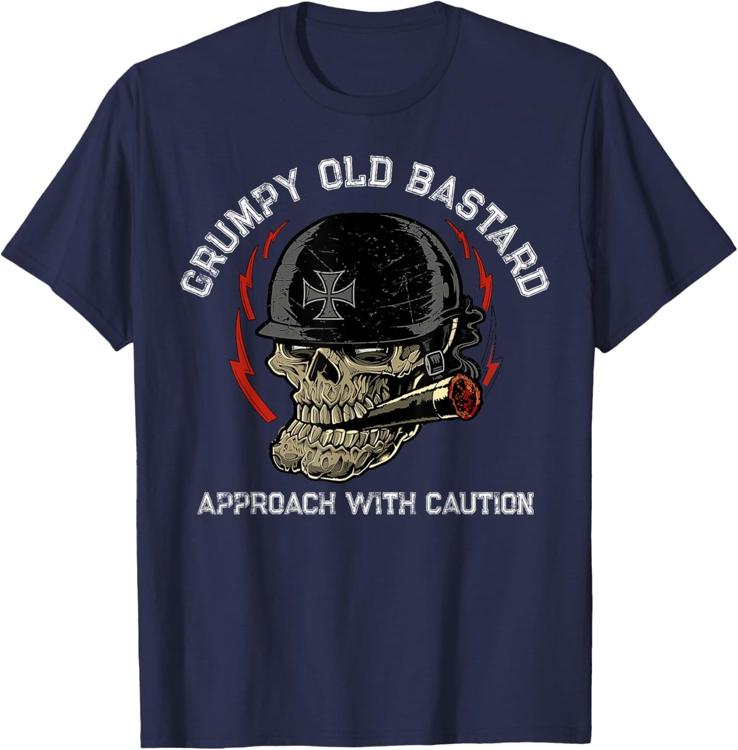 Grumpy Old Bastard Approach With Caution T-Shirt - T-Shirt | Navy