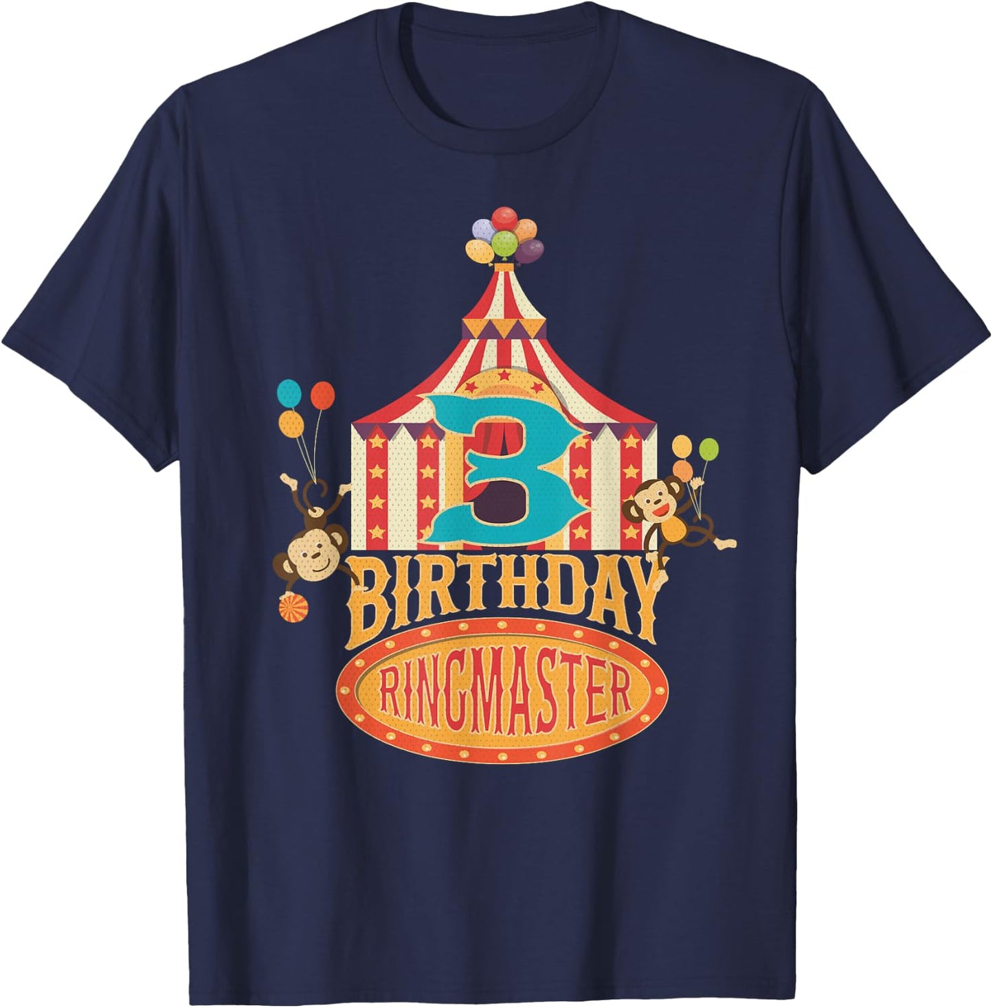 3rd Birthday Ringmaster Kids Circus Lover B-day Party T-Shirt - T-Shirt | Navy