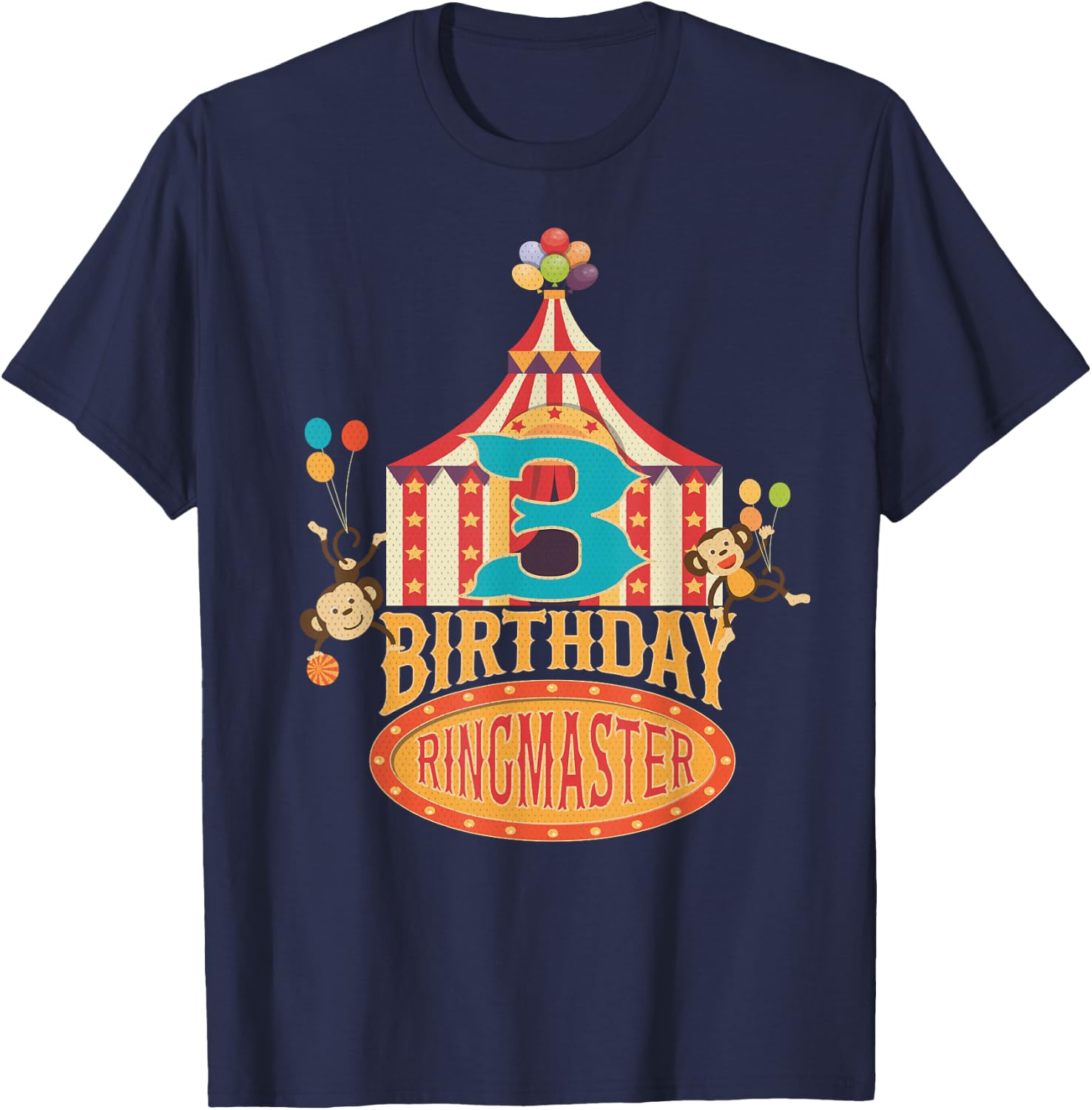 3rd Birthday Ringmaster Kids Circus Lover B-day Party T-Shirt - T-Shirt | Navy
