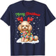 Christmas Pajamas Men Women Kids Christmas Poodle Dog T-Shirt - T-Shirt | Navy