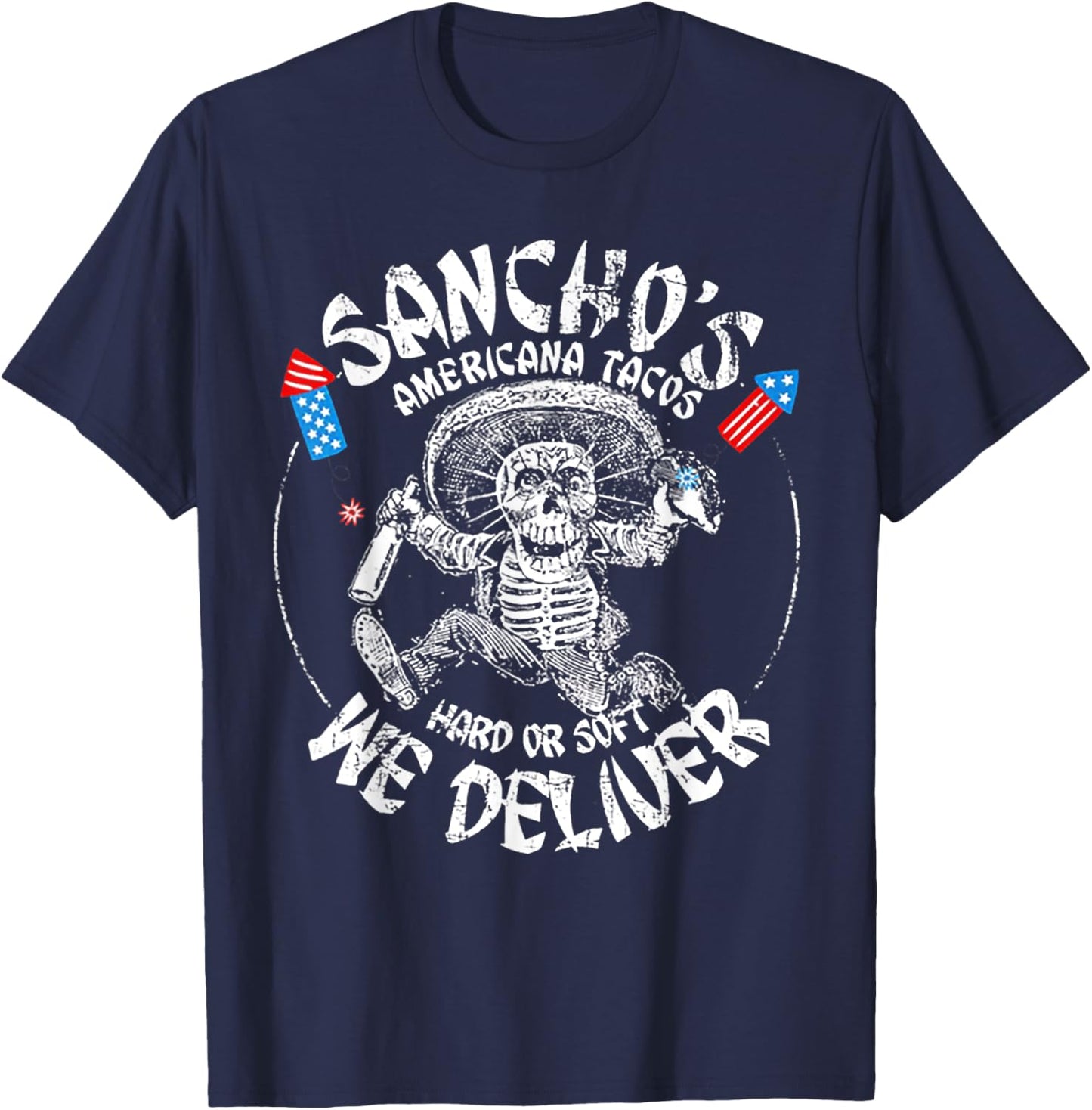 Sancho's Americana Tacos 4th Of July T-Shirt - T-Shirt | Navy