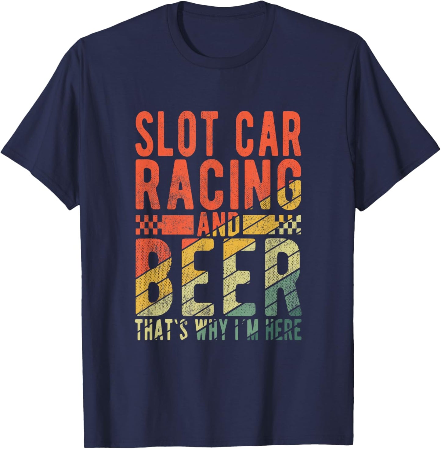 Slot Car Racing and Beer Vintage Slot Car Racing Game T-Shirt - T-Shirt | Navy