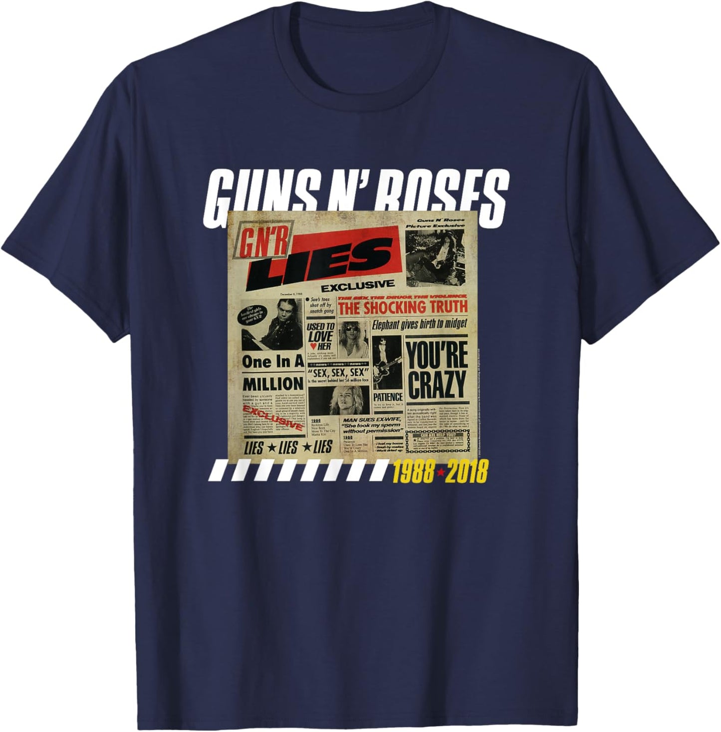 Guns N' Roses Lies Titelliste Rock Band Musik T-Shirt - T-Shirt | Navy