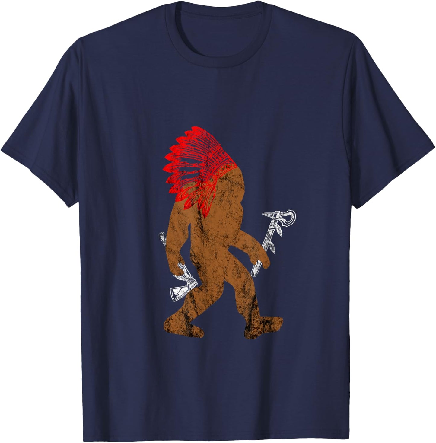 Indian Bigfoot Chief Sasquatch Western Carnival Costume T-Shirt - T-Shirt | Navy