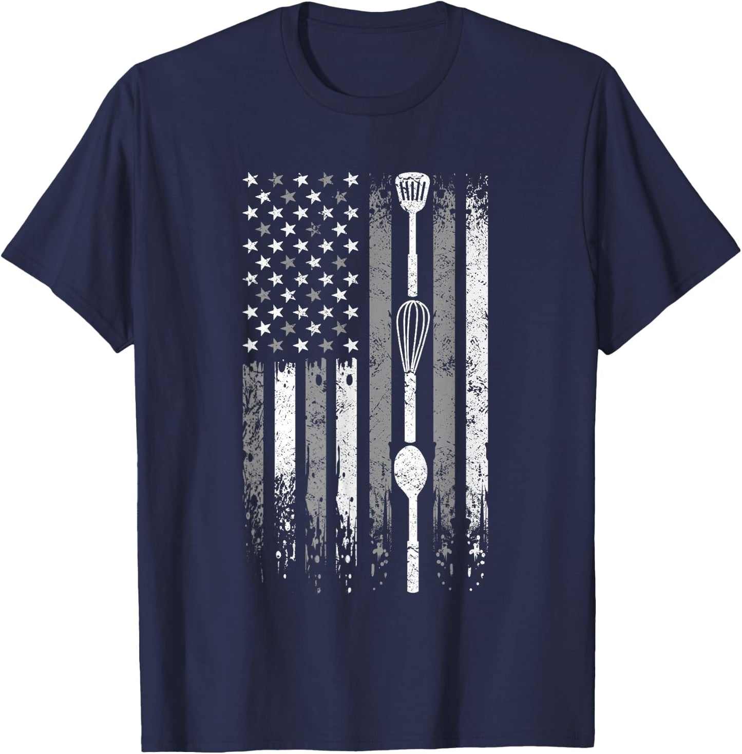 School Cafeteria Amrican Flag - Kitchen Tools Lunch Lady T-Shirt - T-Shirt | Navy