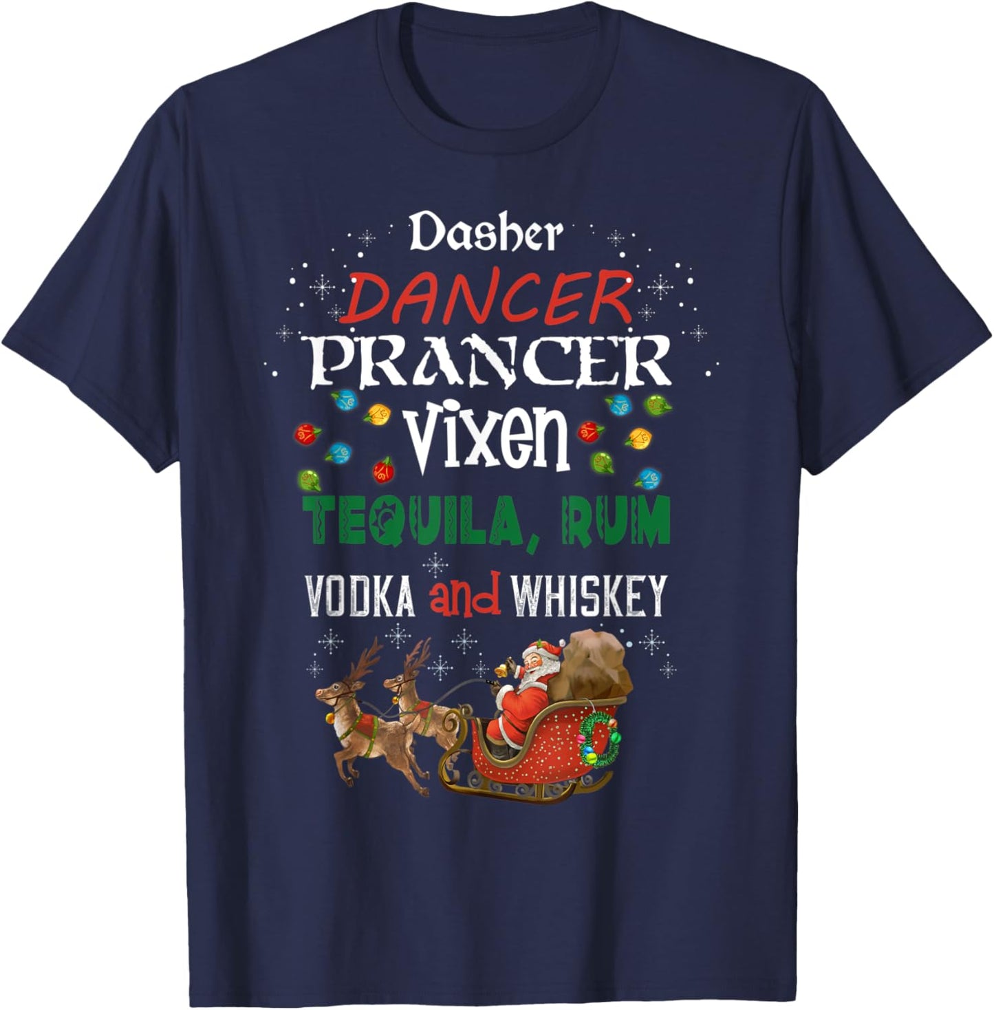 Funny Christmas Gift Dasher Dancer Prancer Moscato Party T-Shirt - T-Shirt | Navy