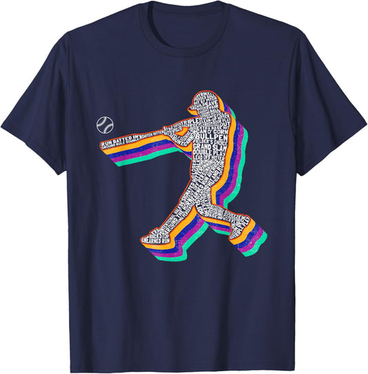 Retro Baseball Player Kids Boys Youth Teens T-Shirt - T-Shirt | Navy