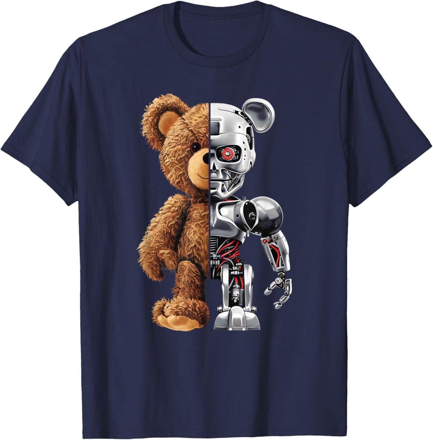 Funny Robotics Animal Lover Teddy Bear Robots Graphic Art T-Shirt - T-Shirt | Navy