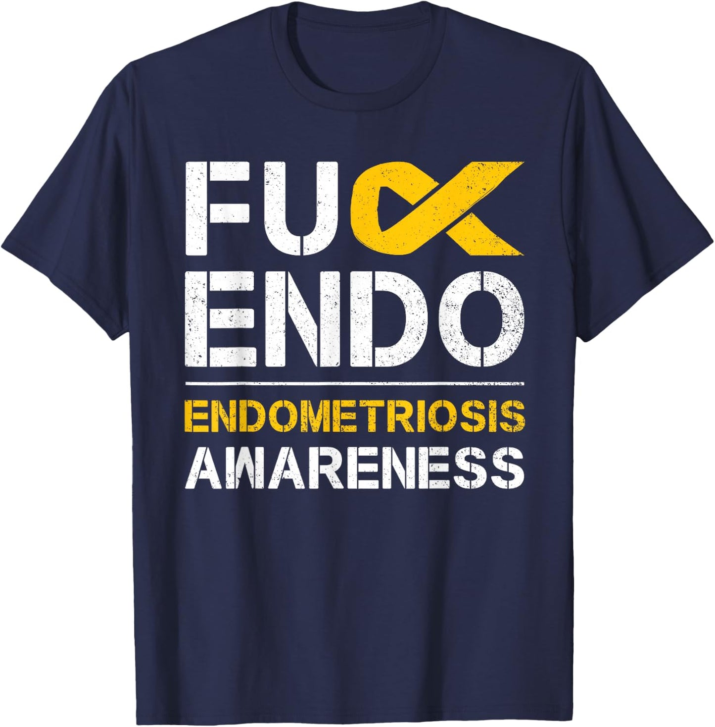 Fuck Endo Endometriosis Awareness Month Endo Support Ribbon T-Shirt - T-Shirt | Navy