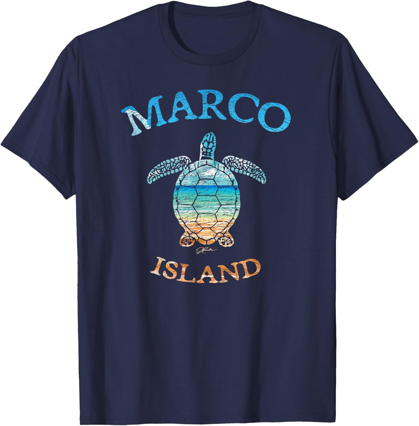 JCombs: Marco Island, FL, Sea Turtle and Beach T-Shirt - T-Shirt | Navy