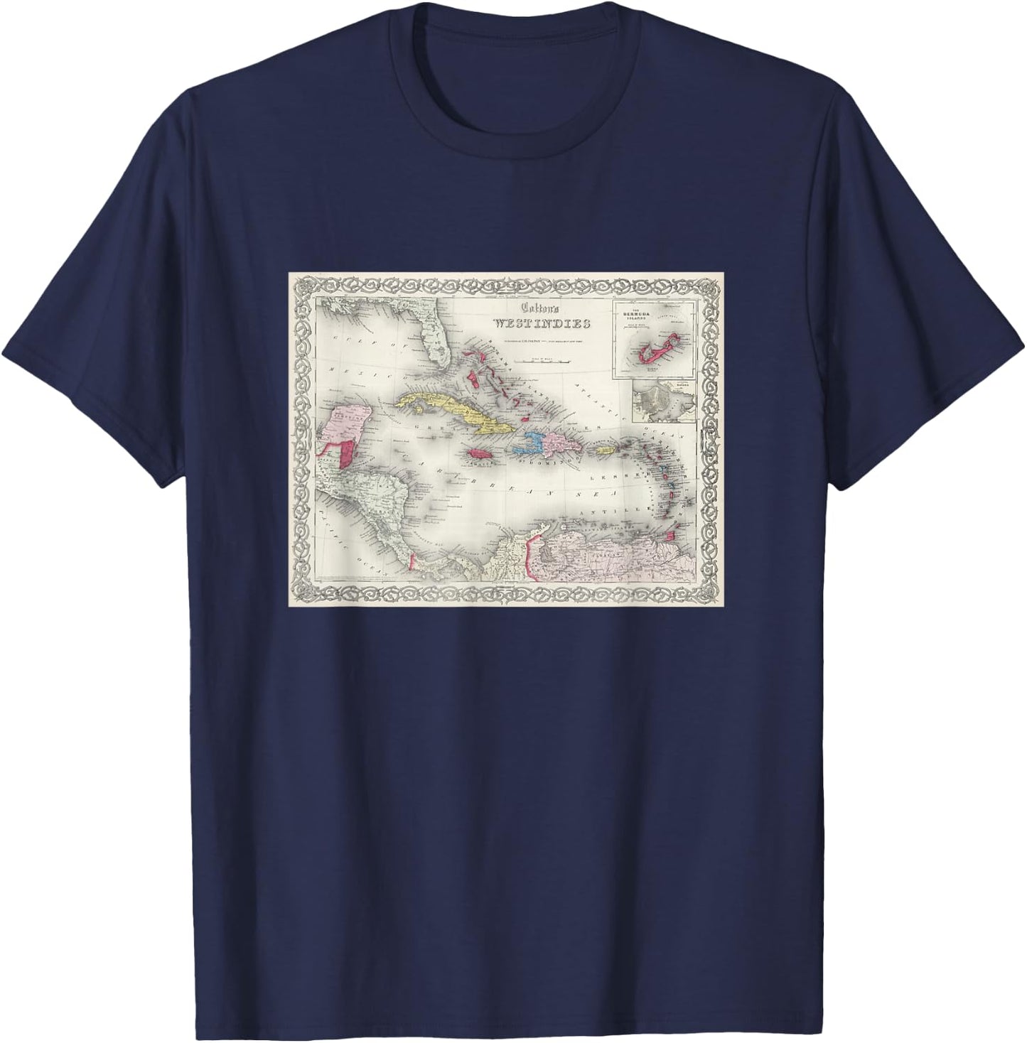 Caribbean Islands Map T Shirt T-Shirt - T-Shirt | Navy