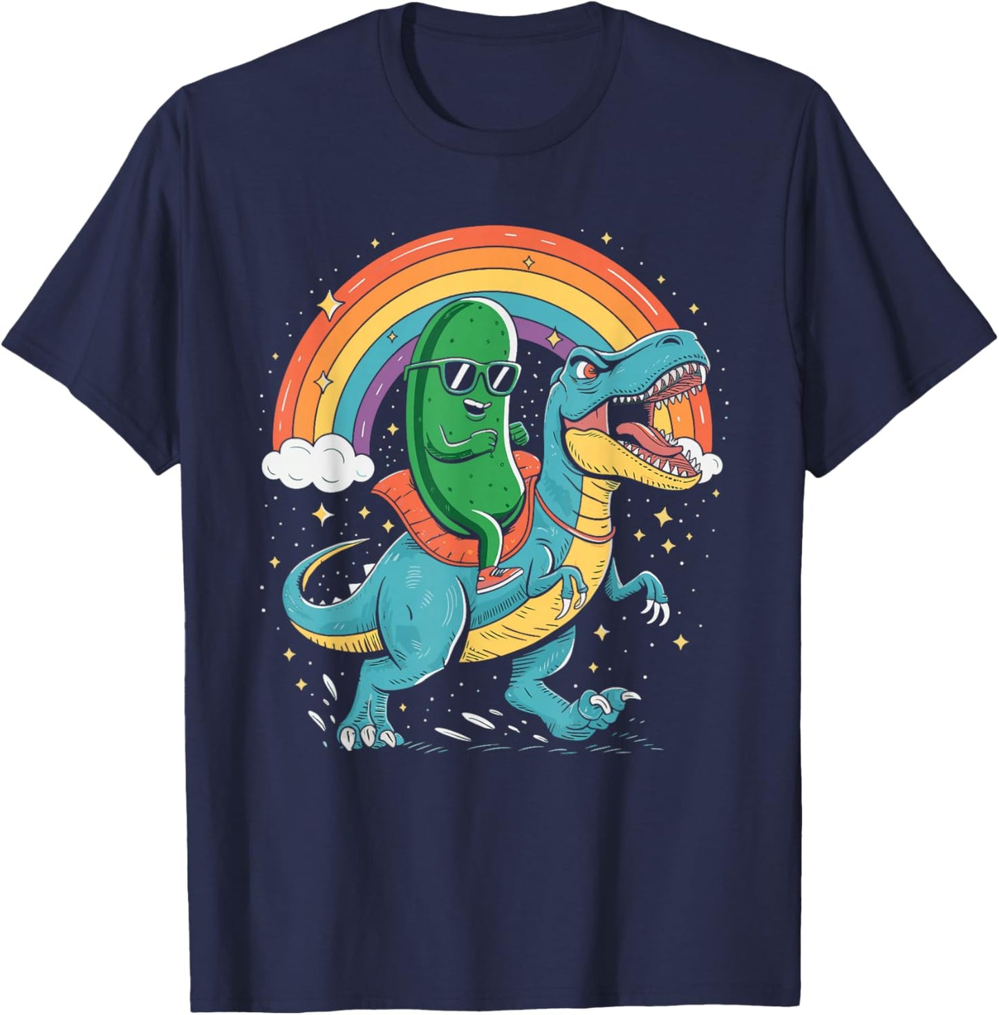 Pickle Riding Dinosaur T-Shirt - T-Shirt | Navy