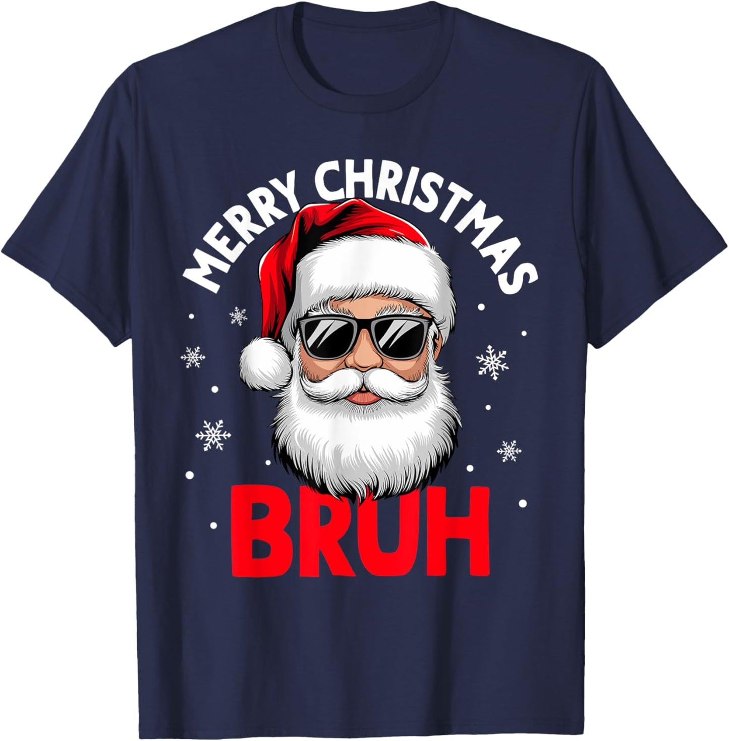Merry Christmas Bruh Funny Santa Claus Retro Men Women Kids T-Shirt - T-Shirt | Navy