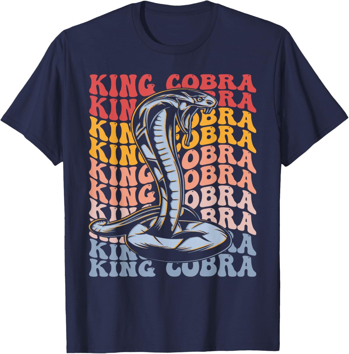 King Cobra Groovy Vintage Snake T-Shirt - T-Shirt | Navy