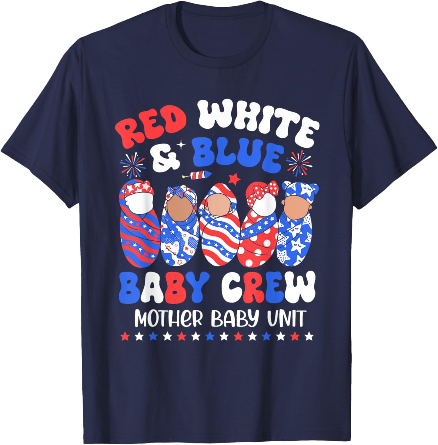 Retro Red White Blue Baby Crew Mother Baby Unit 4th Of July Men T-Shirt - T-Shirt | Navy