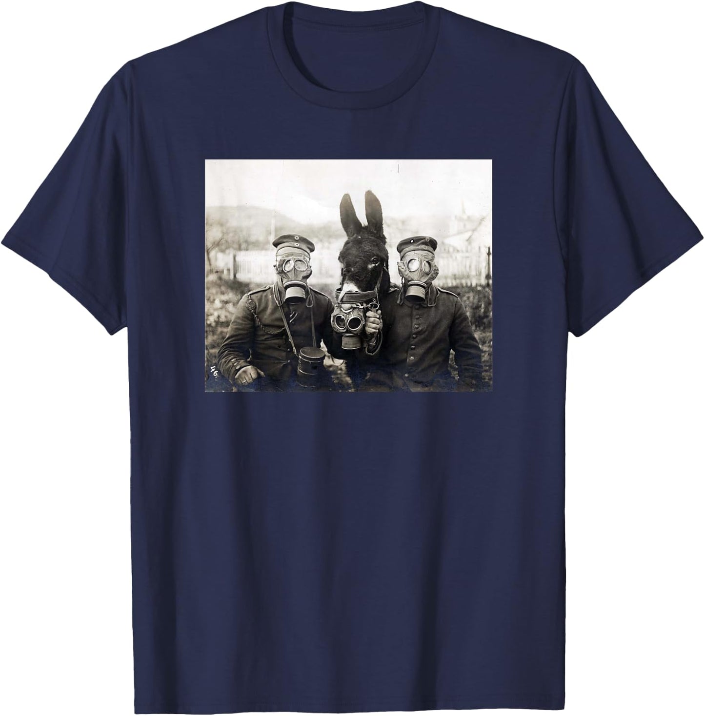 WW1 Vintage Gas Mask Donkey Shirt T-Shirt - T-Shirt | Navy
