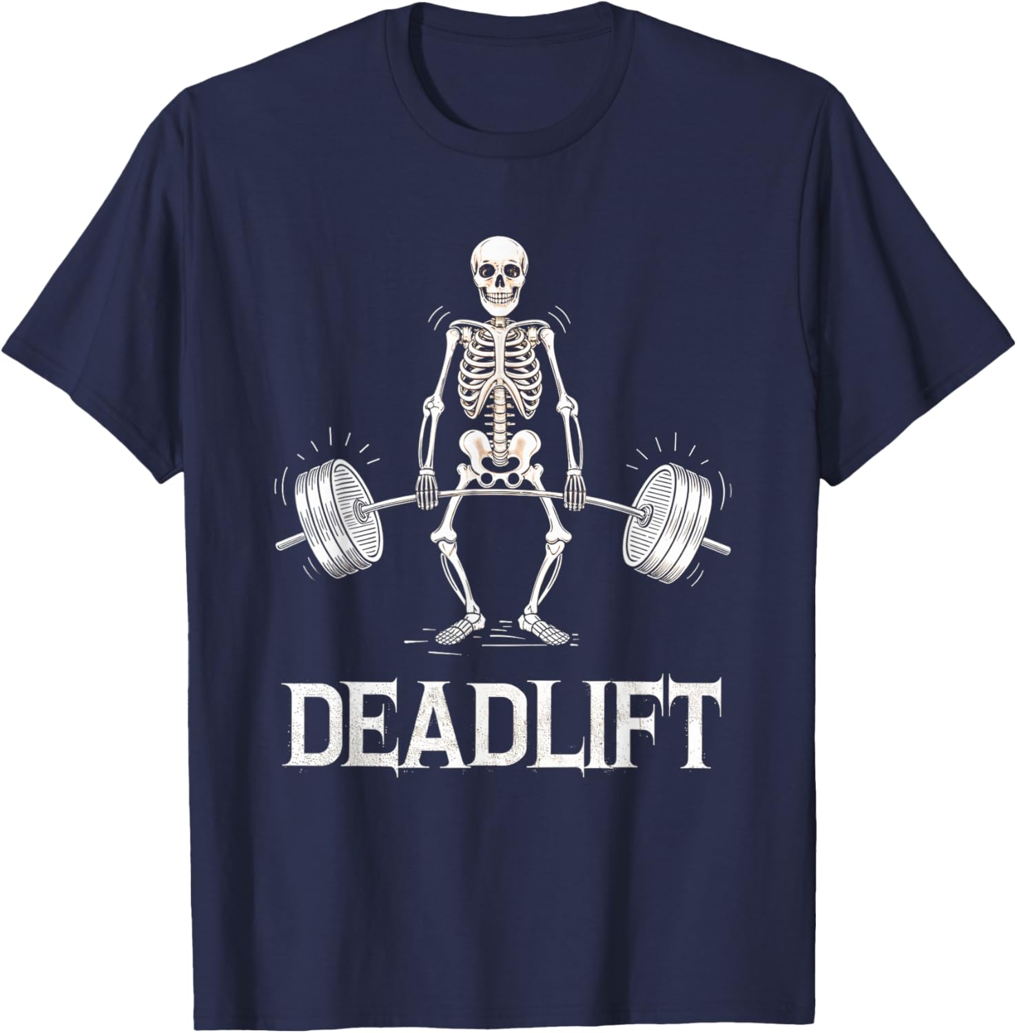 Deadlift Skeleton Weightlifting Gym Fitness Workout T-Shirt - T-Shirt | Navy