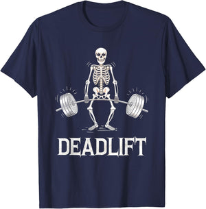 Deadlift Skeleton Weightlifting Gym Fitness Workout T-Shirt - T-Shirt | Navy
