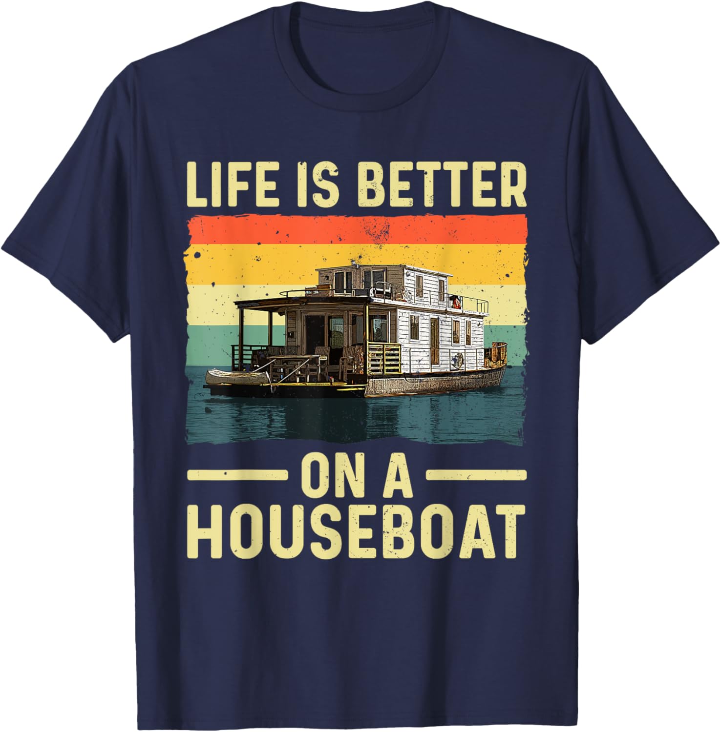 Cool Houseboat Design Women Boat Houseboat Captain T-Shirt - T-Shirt | Navy