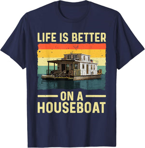 Cool Houseboat Design Women Boat Houseboat Captain T-Shirt - T-Shirt | Navy
