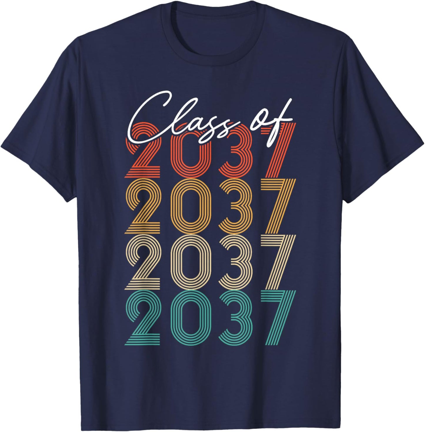 Class of 2037 Vintage Kindergarten To Graduation T-Shirt - T-Shirt | Navy