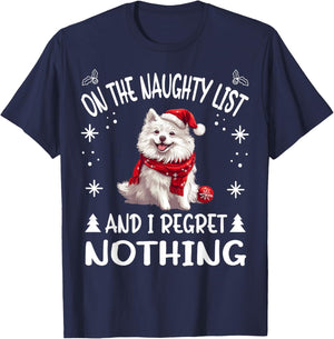 Cute American Eskimo Dog Christmas On The Naughty List and I T-Shirt - T-Shirt | Navy