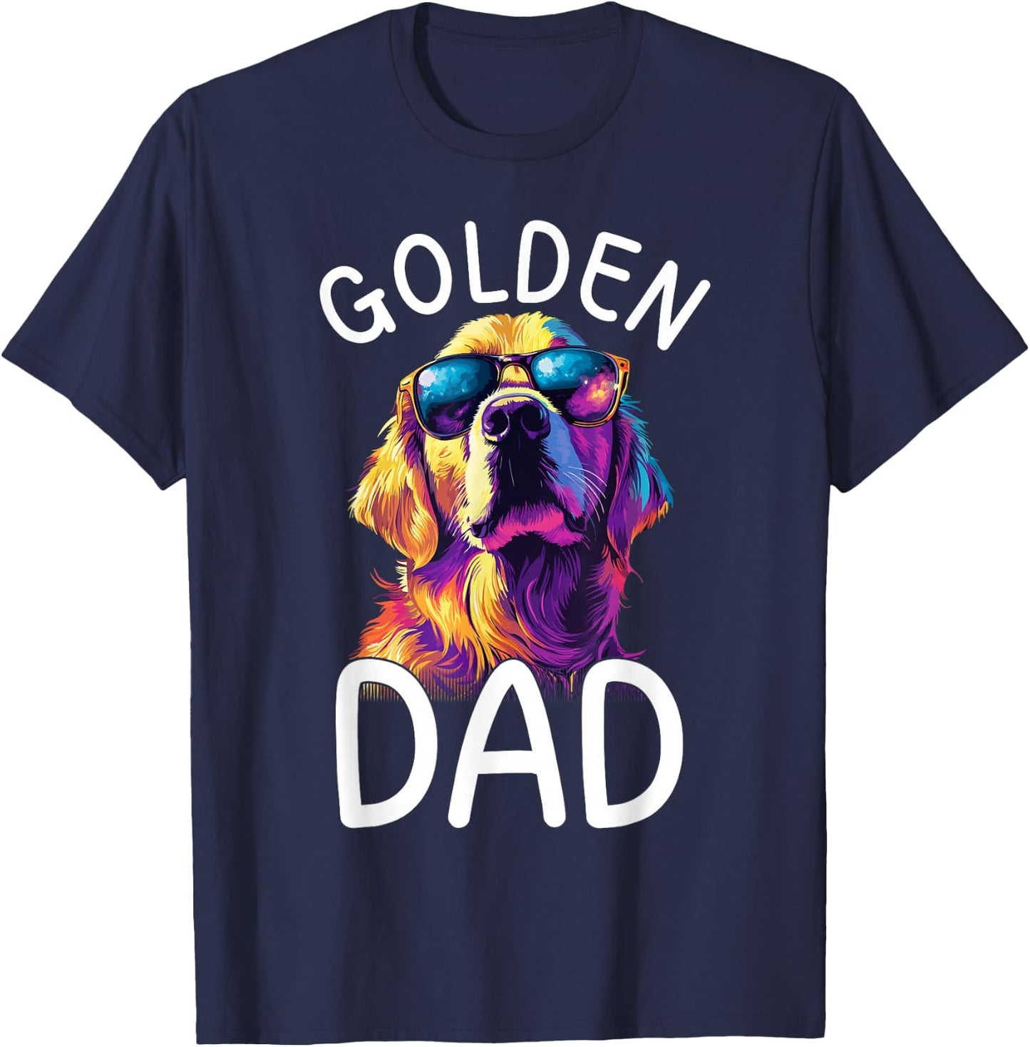 Golden Retriever Lovers Pop Art Golden Retriever Dad T-Shirt - T-Shirt | Navy