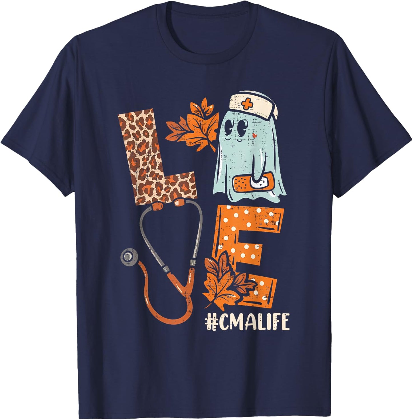 Halloween medical assistant shirts LOVE CMA life Stethoscope T-Shirt - T-Shirt | Navy
