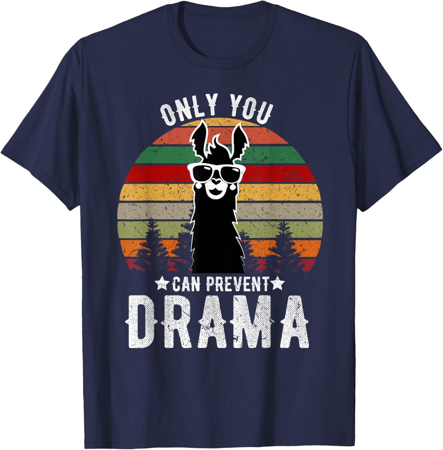 Vintage Only you can prevent drama Llama T-Shirt - T-Shirt | Navy